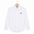 WEELZ Classic Cotton Button-Down Shirt — White Large Logo, source-verified front view