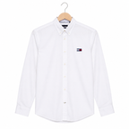 WEELZ Classic Cotton Button-Down Shirt — White Large Logo, source-verified front view