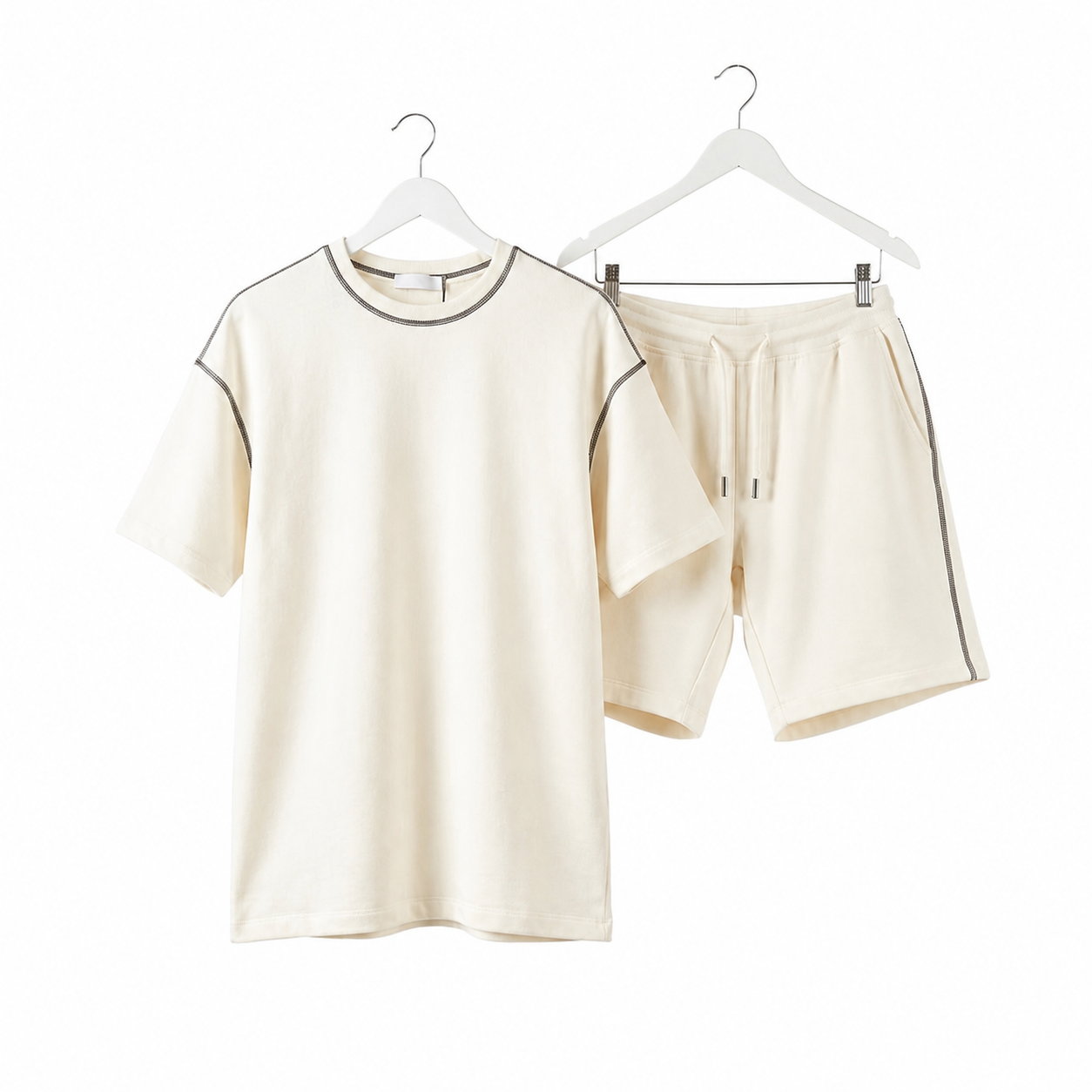 WEELZ Contrast-Stitch Cotton T-Shirt & Shorts Set - White - view 1
