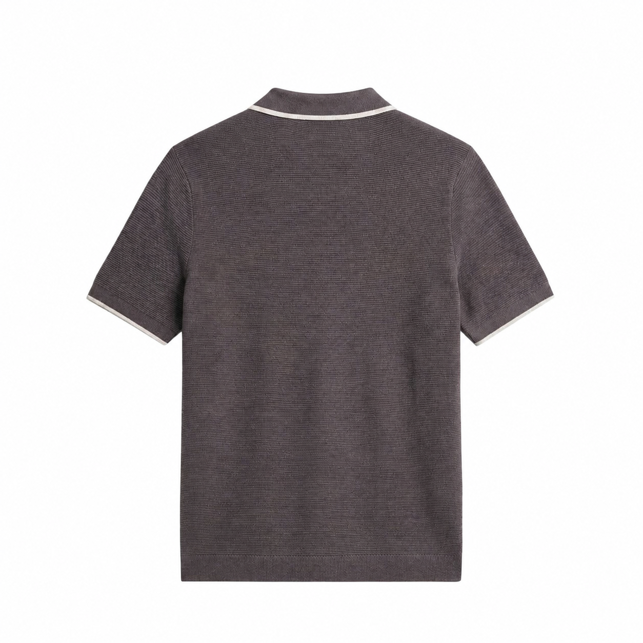 WEELZ Contrast V-Neck Knit Polo - Charcoal Grey - view 2
