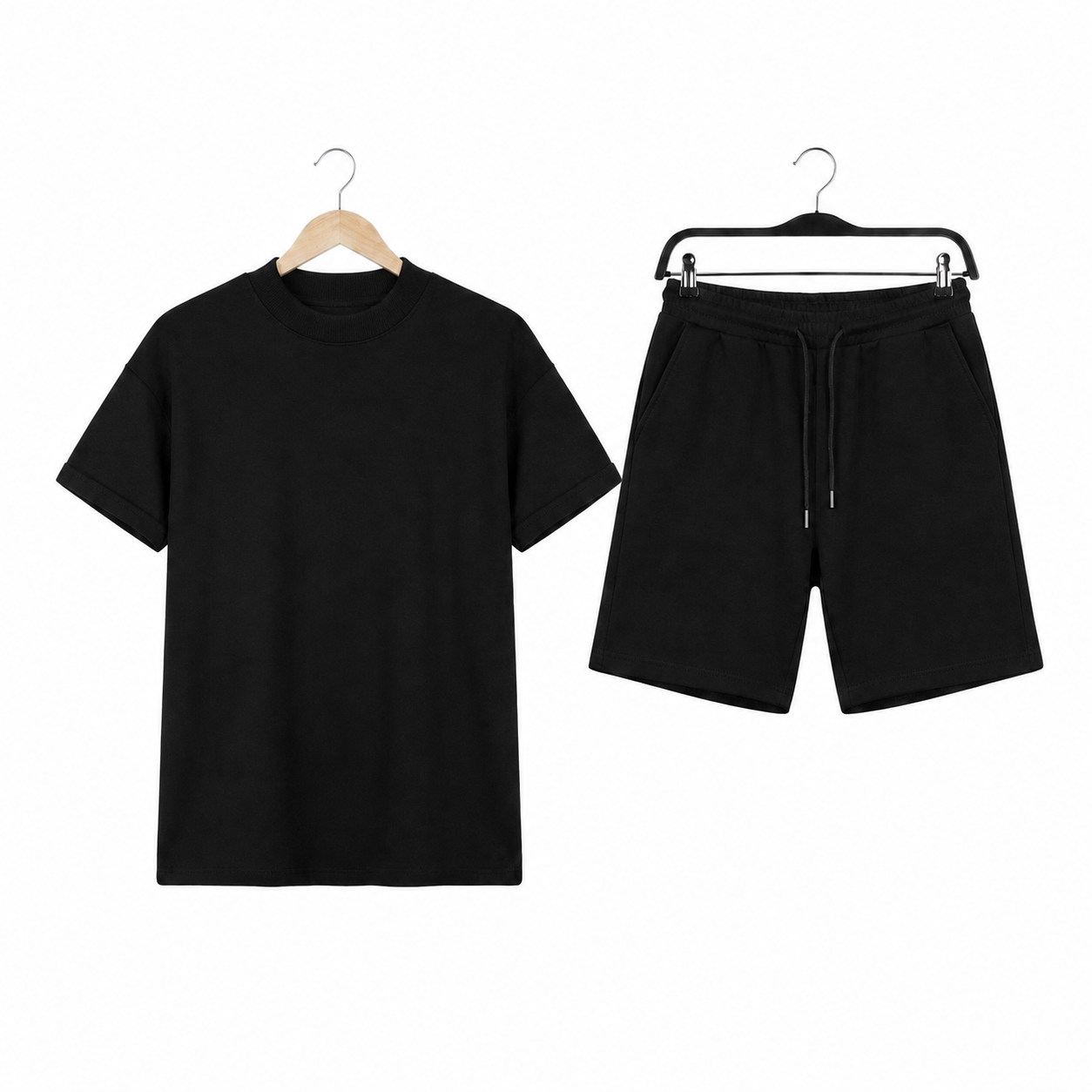 WEELZ Cooling Cotton Crew-Neck T-Shirt & Shorts Set - Black - view 1