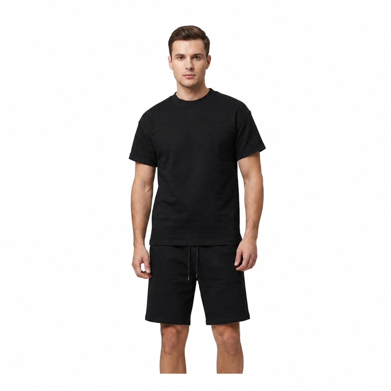 WEELZ Cooling Cotton Crew-Neck T-Shirt & Shorts Set - Black - view 2