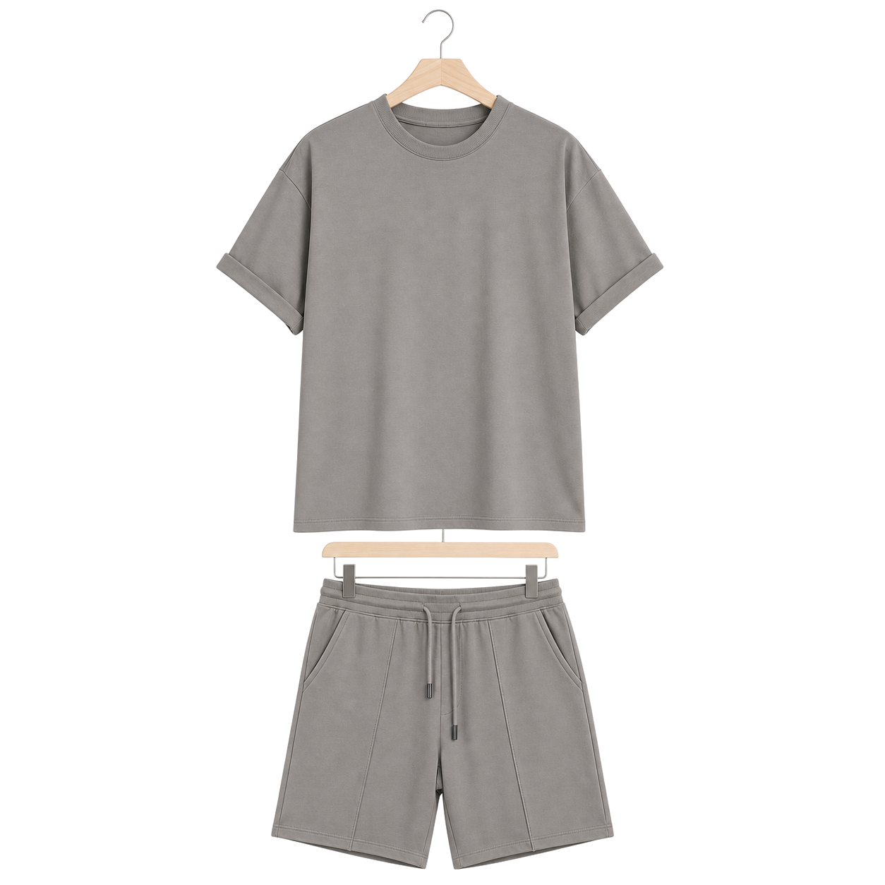 WEELZ grey cotton T-shirt and shorts set – hanger front