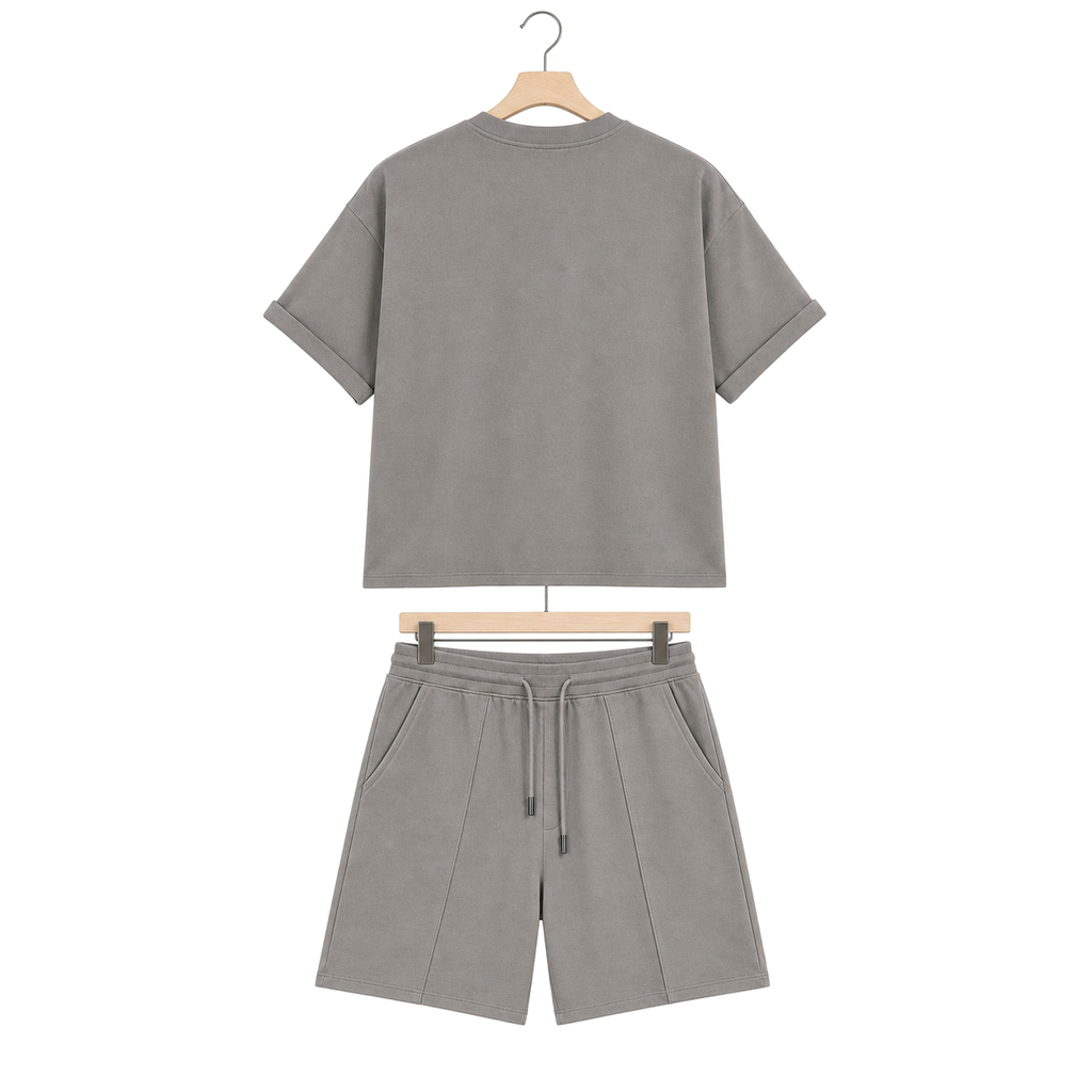 WEELZ grey cotton T-shirt and shorts set – hanger back
