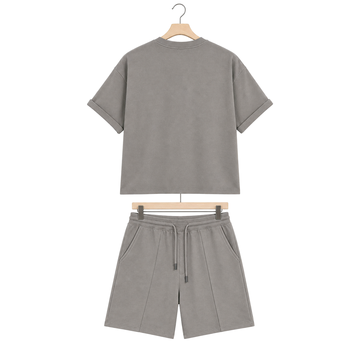 WEELZ grey cotton T-shirt and shorts set – hanger back