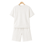 WEELZ off-white cotton T-shirt and shorts set – hanger front