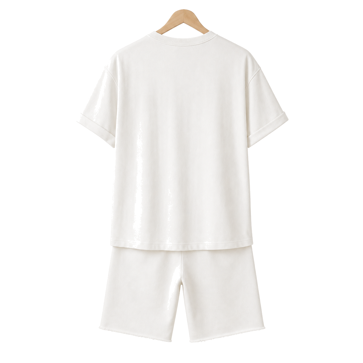 WEELZ off-white cotton T-shirt and shorts set – hanger back