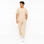 WEELZ melton crew-neck T-shirt and trousers set in Beige — model look 1