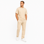 WEELZ melton crew-neck T-shirt and trousers set in Beige — model look 2
