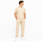 WEELZ melton crew-neck T-shirt and trousers set in Beige — model look 3