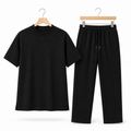 WEELZ melton crew-neck T-shirt and trousers set in Black — hanger front