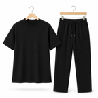WEELZ melton crew-neck T-shirt and trousers set in Black — hanger front