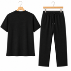 WEELZ melton crew-neck T-shirt and trousers set in Black — hanger reverse