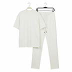WEELZ melton crew-neck T-shirt and trousers set in Off-White — hanger front