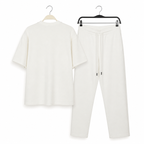 WEELZ melton crew-neck T-shirt and trousers set in Off-White — hanger reverse