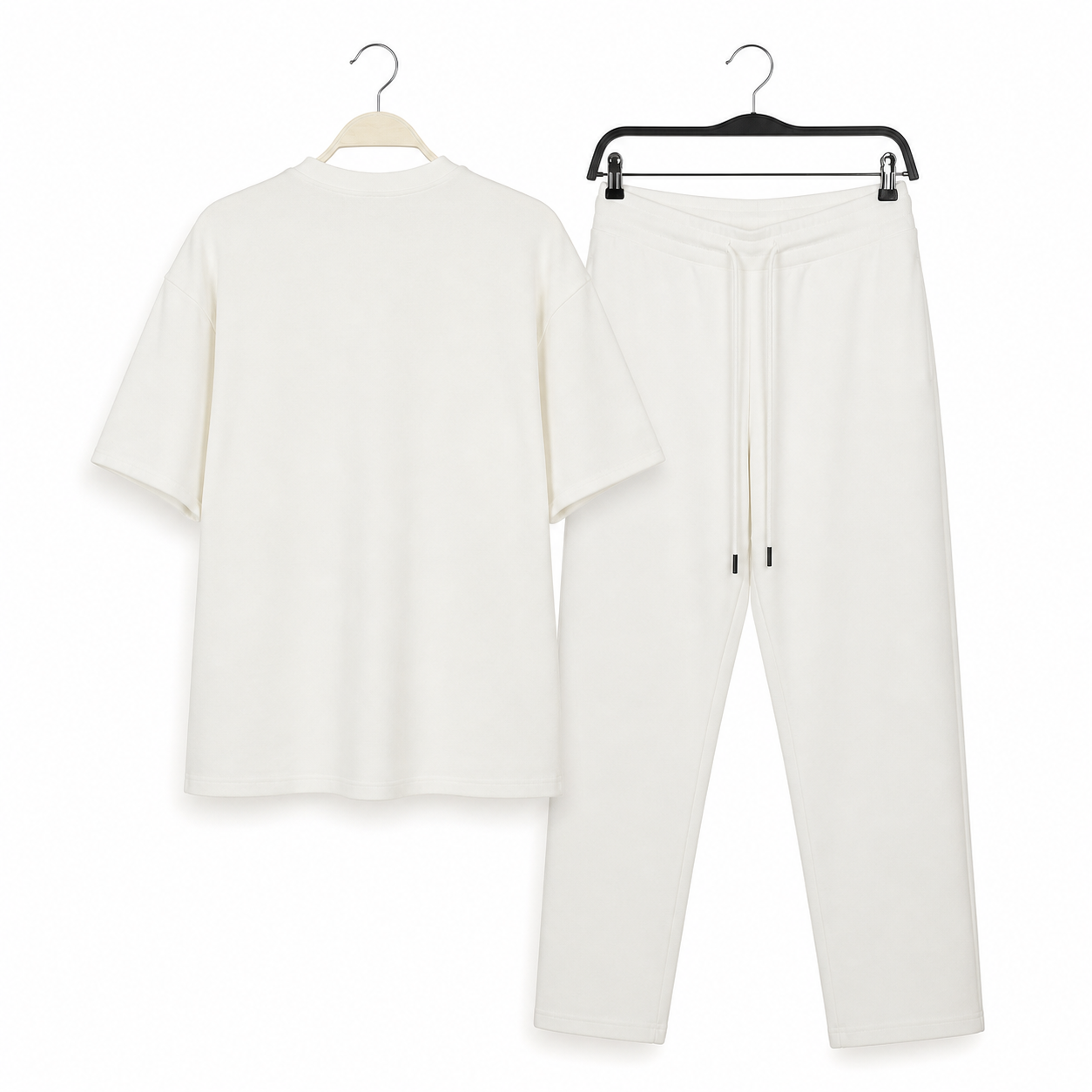 WEELZ melton crew-neck T-shirt and trousers set in Off-White — hanger reverse