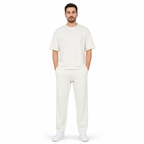 WEELZ melton crew-neck T-shirt and trousers set in Off-White — model look 1