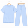 WEELZ melton crew-neck T-shirt and trousers set in Sky Blue — hanger front