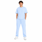 WEELZ melton crew-neck T-shirt and trousers set in Sky Blue — model look 1