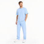 WEELZ melton crew-neck T-shirt and trousers set in Sky Blue — model look 2
