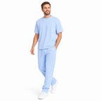 WEELZ melton crew-neck T-shirt and trousers set in Sky Blue — model look 3