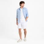 WEELZ Relaxed-Fit Denim Shorts — White styled model view 2