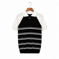 WEELZ Raglan Stripe Zip Knit Polo - Black & White - view 1