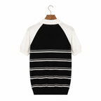 WEELZ Raglan Stripe Zip Knit Polo - Black & White - view 2
