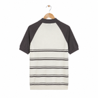 WEELZ Raglan Stripe Zip Knit Polo - Grey & Off-White - view 2