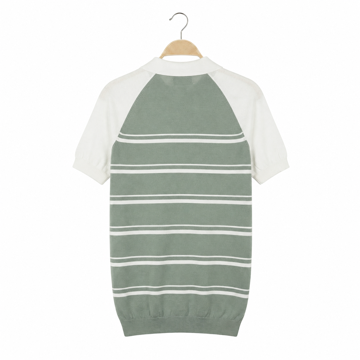 WEELZ Raglan Stripe Zip Knit Polo - Mint & White - view 2