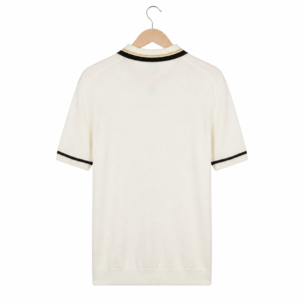 WEELZ Contrast-Trim Zip Knit Polo â€” Off-White - Off-White - view 3