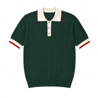 WEELZ Contrast-Collar Button Knit Polo - Forest Green - view 3