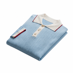 WEELZ Contrast-Collar Button Knit Polo - Sky Blue - view 3