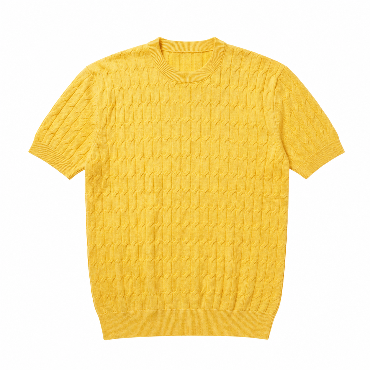 WEELZ Cable-Knit Crew Neck T-Shirt â€” Yellow - Yellow - view 1