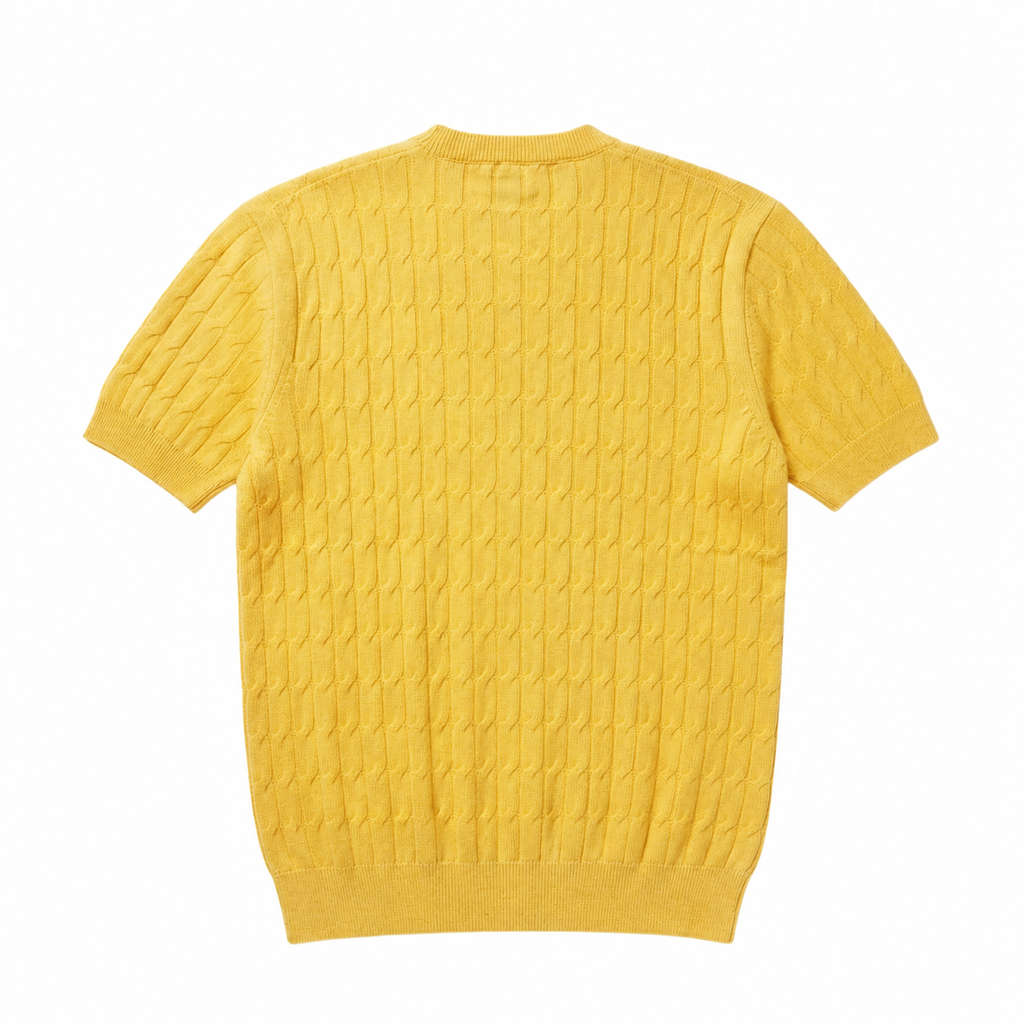 WEELZ Cable-Knit Crew Neck T-Shirt â€” Yellow - Yellow - view 2