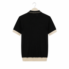WEELZ Geometric-Collar Zip Knit Polo â€” Black - Black & Cream - view 1