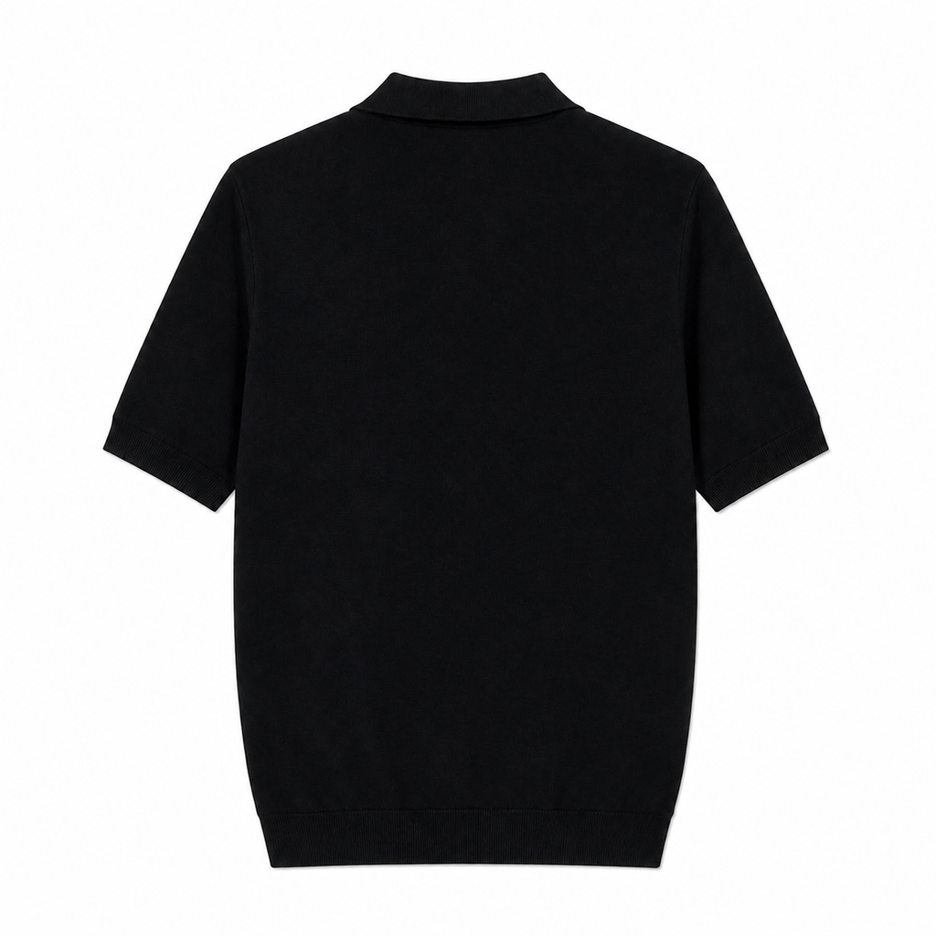WEELZ Vertical Stripe Zip Knit Polo â€” Black - Black & White - view 2