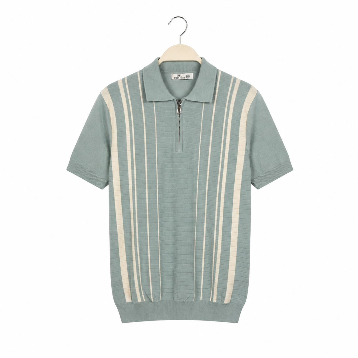 WEELZ Fine Stripe Zip Knit Polo - Mint - view 1