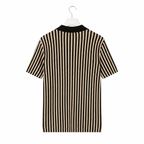 WEELZ Striped Button-Through Knit Shirt - Black & Tan - view 3