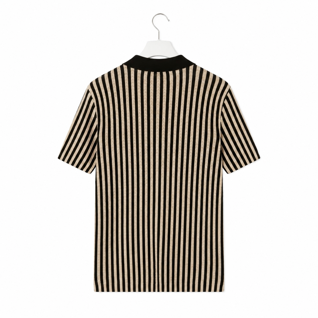 WEELZ Striped Button-Through Knit Shirt - Black & Tan - view 3