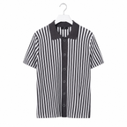 WEELZ Striped Button-Through Knit Shirt - Grey & Black - view 2