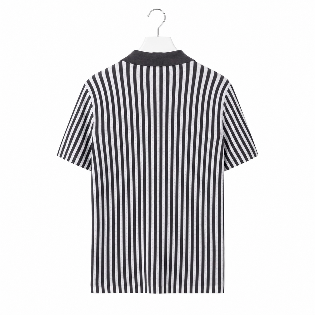 WEELZ Striped Button-Through Knit Shirt - Grey & Black - view 3