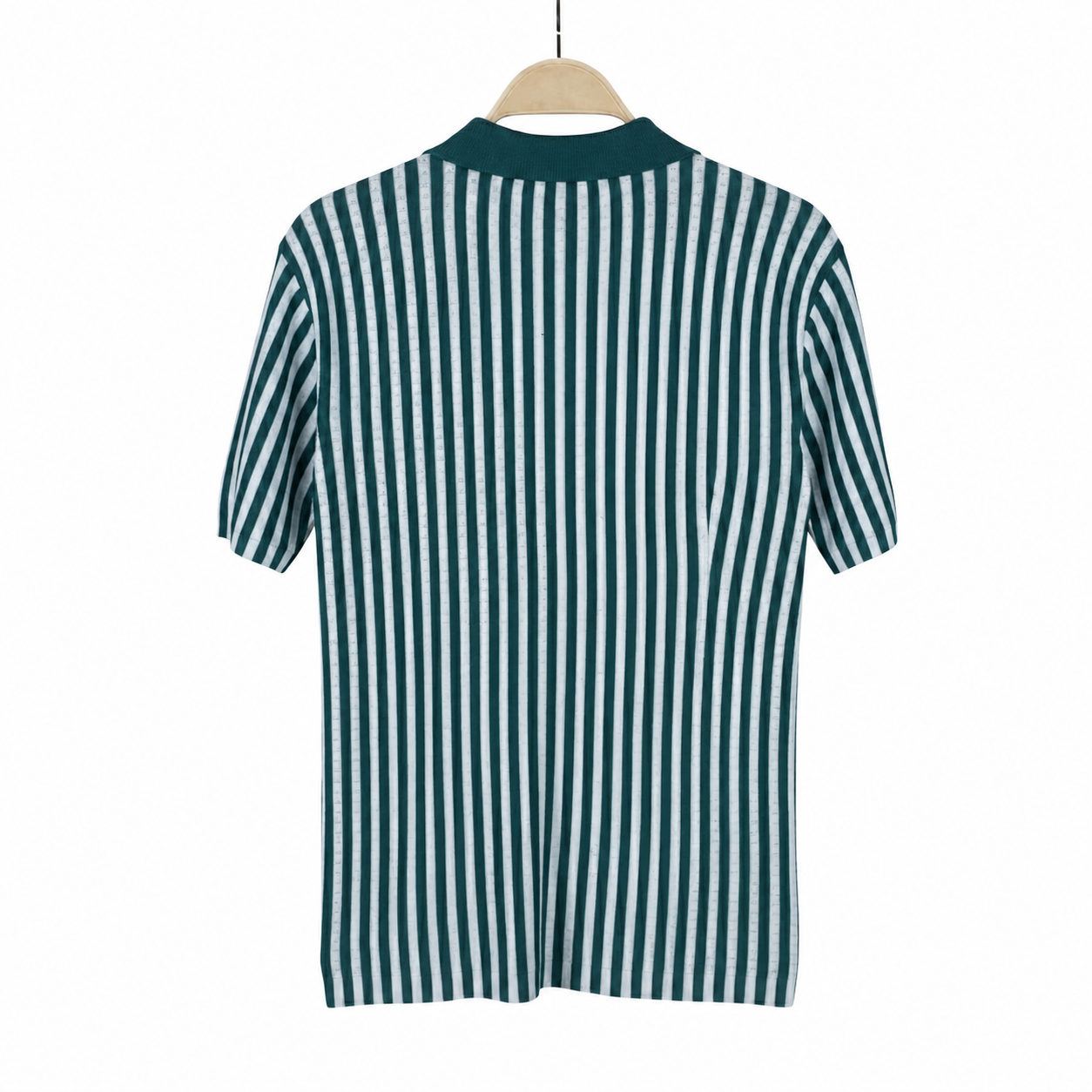 WEELZ Striped Button-Through Knit Shirt - Teal & White - view 1