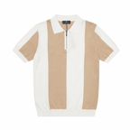 WEELZ Vertical Color-Block Knit Polo - Beige & Cream - view 1