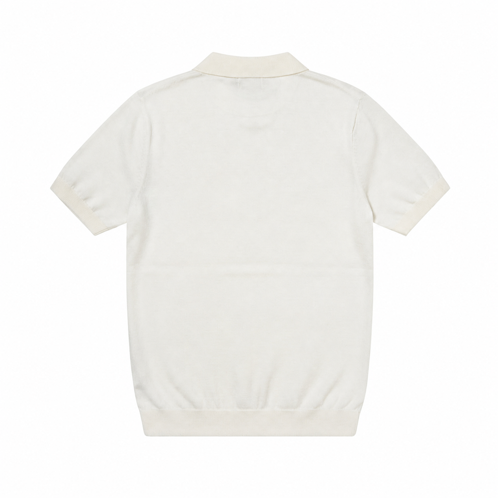 WEELZ Vertical Color-Block Knit Polo - Beige & Cream - view 2