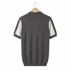 WEELZ Vertical Color-Block Knit Polo - Grey & Cream - view 3