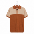 WEELZ Two-Tone Zip Knit Polo â€” Rust & Beige - Rust & Beige - view 1