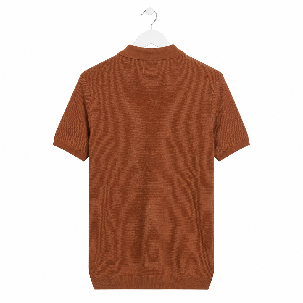 WEELZ Two-Tone Zip Knit Polo â€” Rust & Beige - Rust & Beige - view 2