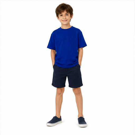 تيشيرت أطفال Box Fit أزرق ملكي على طفل