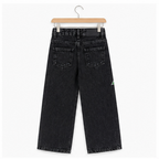 WEELZ Kids Dinosaur Embroidered Wide-Leg Jeans — Black — back on hanger